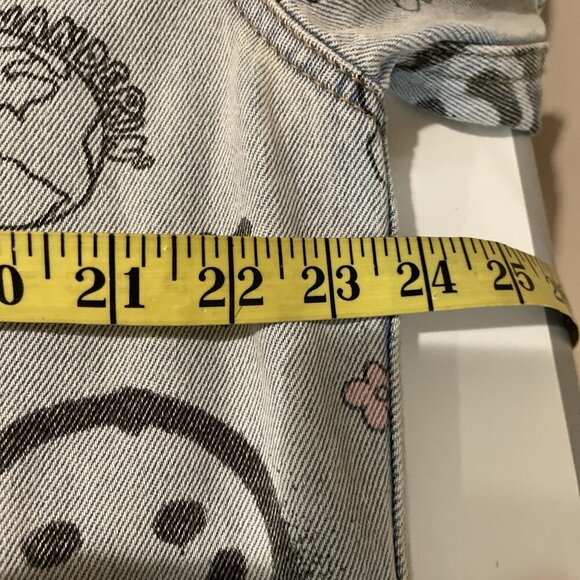 Wild Fable Graffiti Jean Jacket Women's L Denim Alien Smiley Face Flower Grunge - Picture 12 of 13